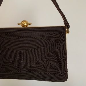 Vintage Brown corduroy detailed handbag